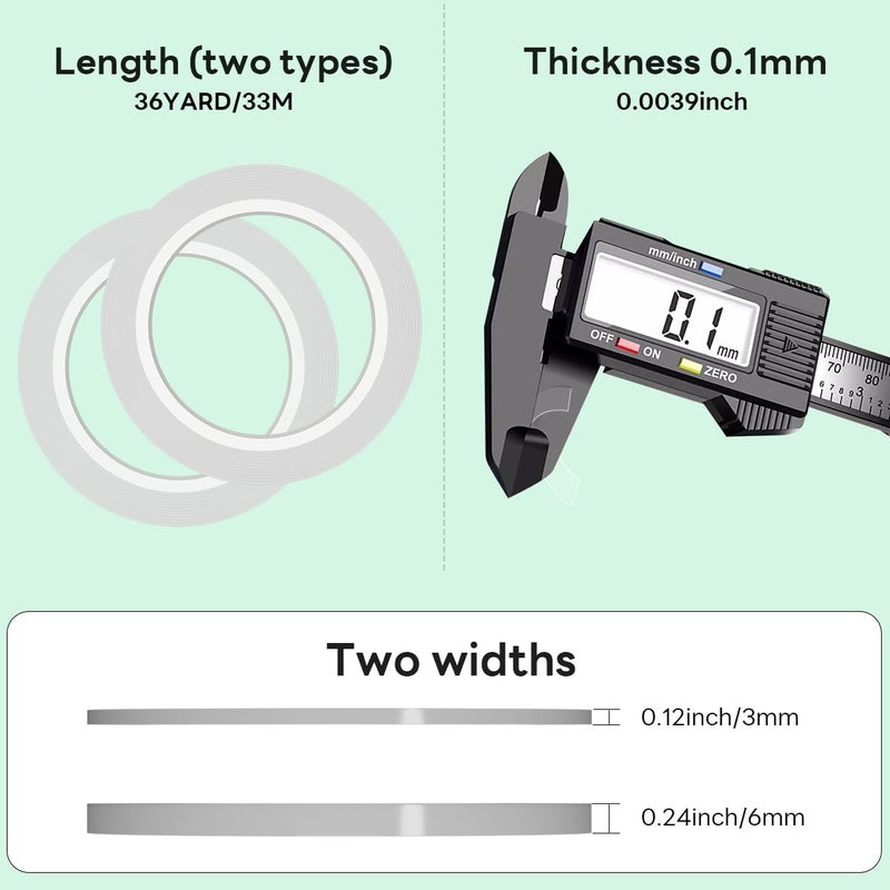 Stedi Hobby Model Craft Tool Carving Cutting Masking Tape, Scribing Tape,Scribing line, for Engraved,Panel line,Resin,Scale Model,3mmx33m+6mm*33m(2pcs) - Image 4